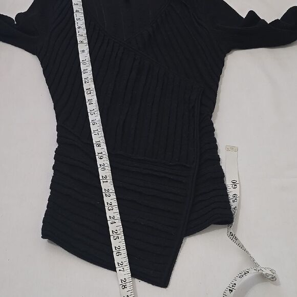 Eileen Fisher Black Cardigan Sweater with Long Sleeves and Draped Front petite - Picture 6 of 9